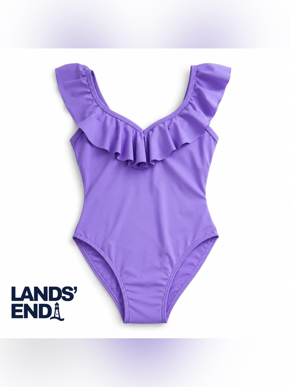 Lands' End Lilac Ruffle One-Piece Swimsuit NWT